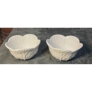 Set of 2 - All Purpose Bowl Cabbage Design White Porcelain Design Bowls